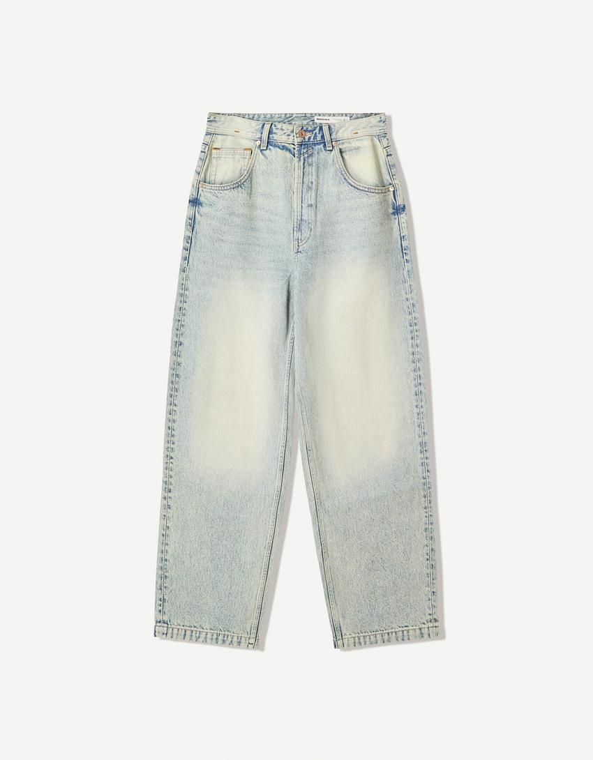 Super Baggy Jeans-Ausgewaschenes Blau-3