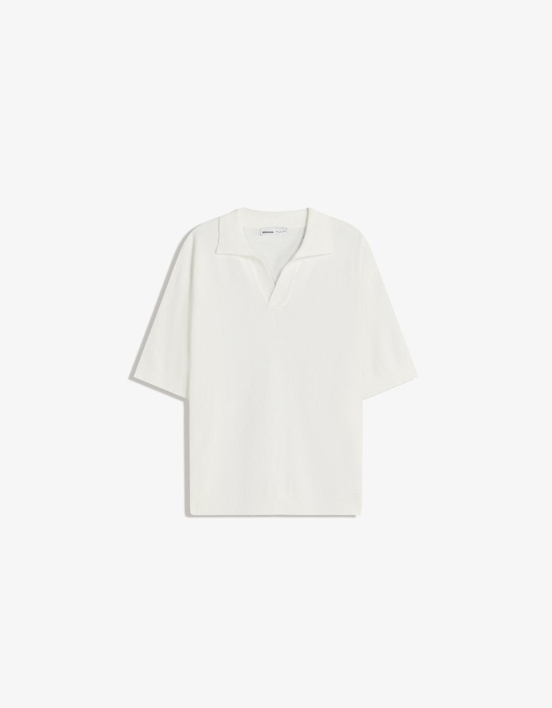 Textured terry polo shirt