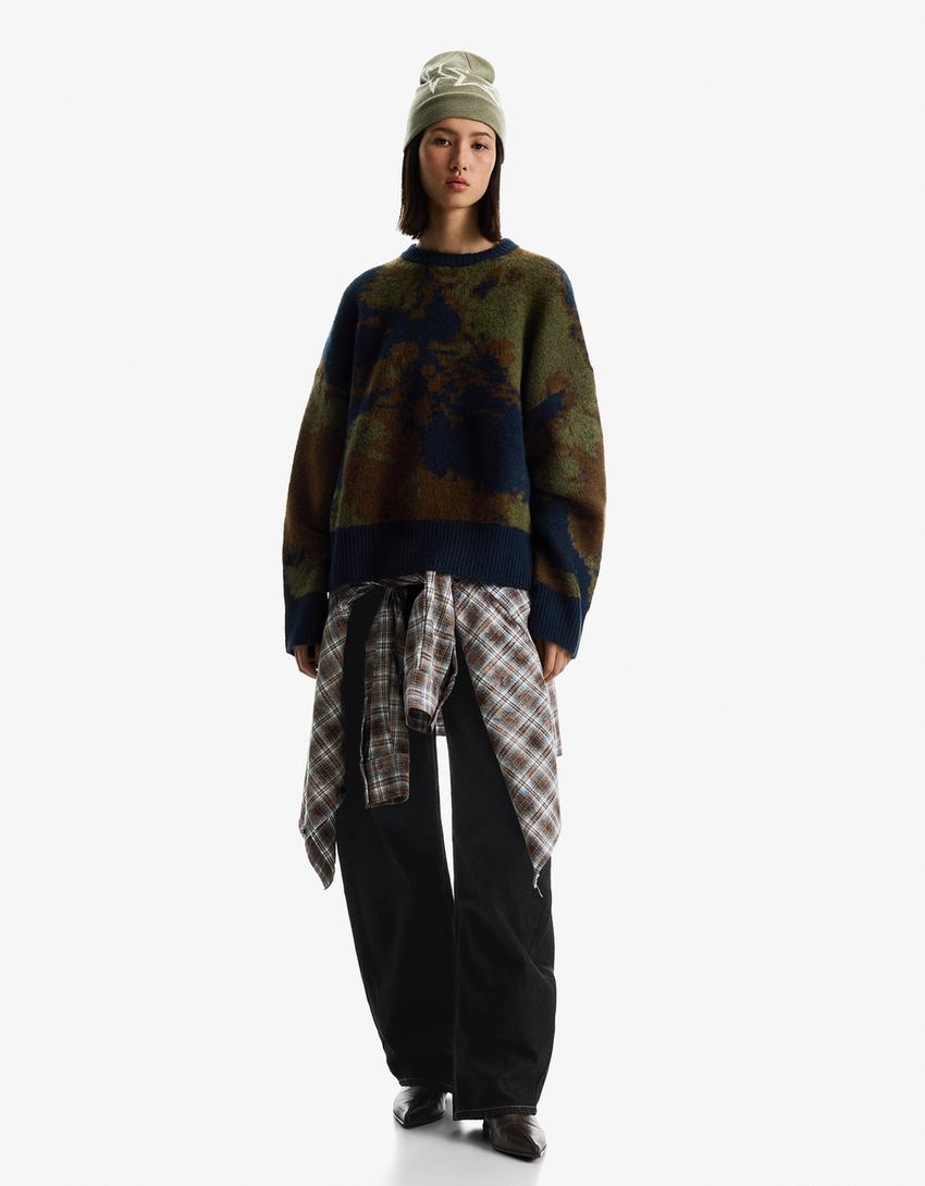 Jersey mit Print-Grün