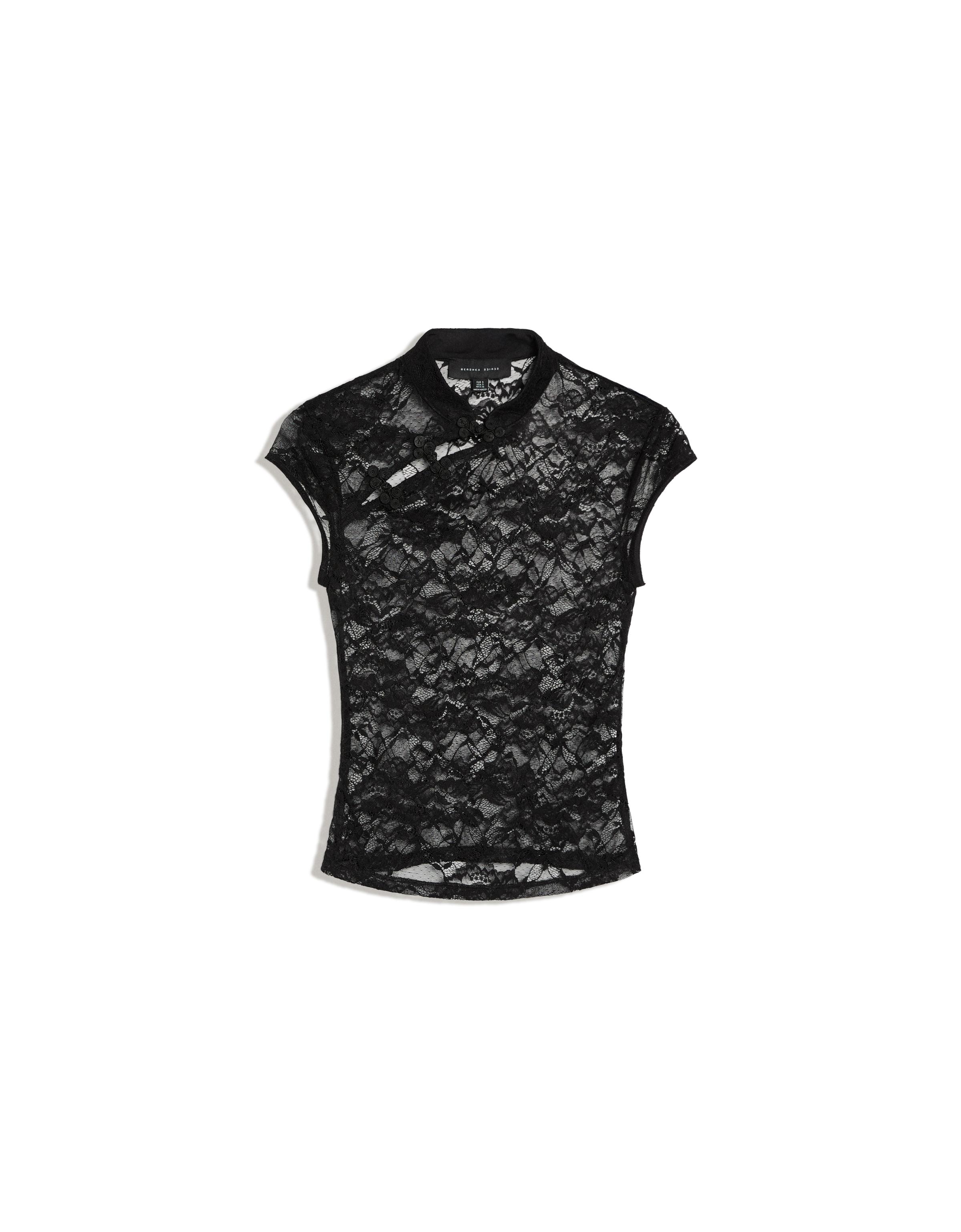 Lace top with clasp — Black