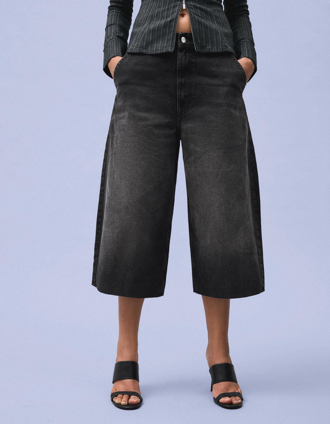 Denim skater jorts — Black