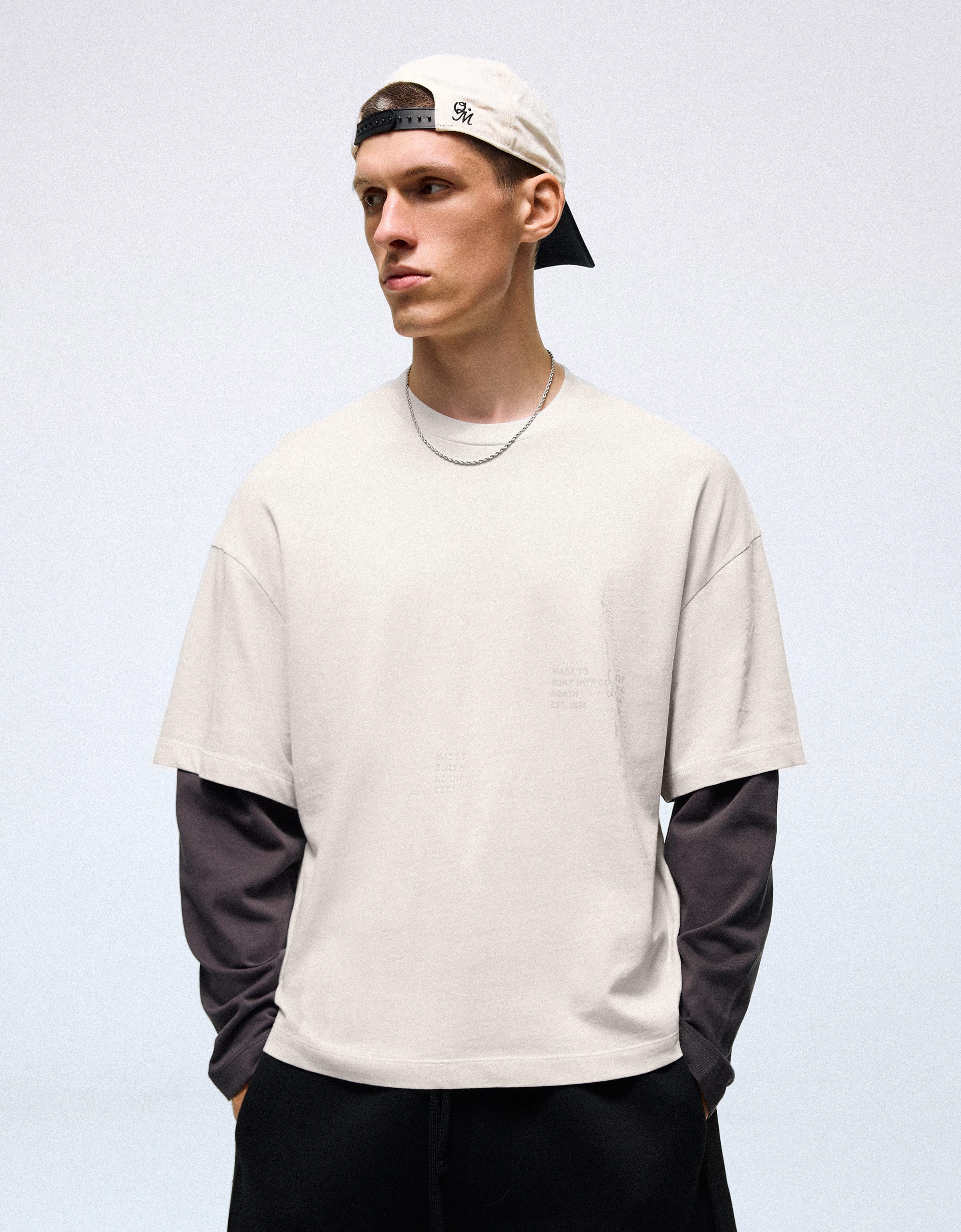 Contrast double-sleeve T-shirt — Grey