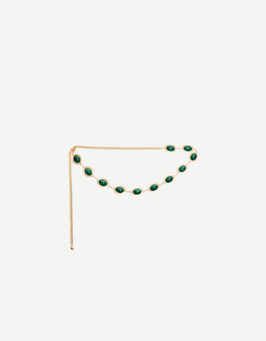 Cinto de corrente com medalhas-Dourado