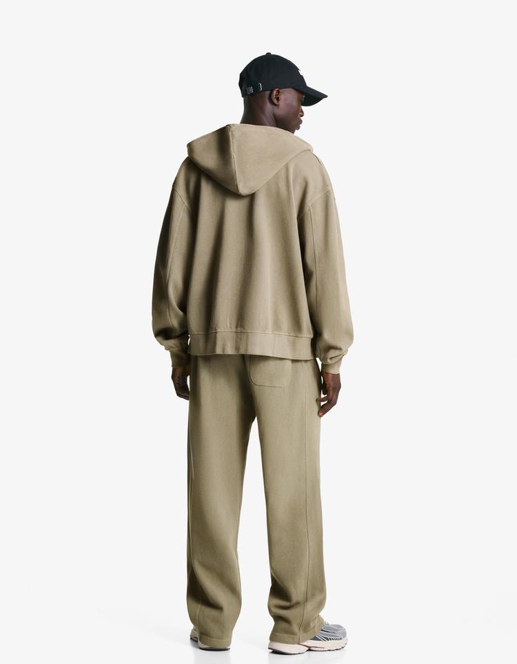 Calças piqué efeito lavado