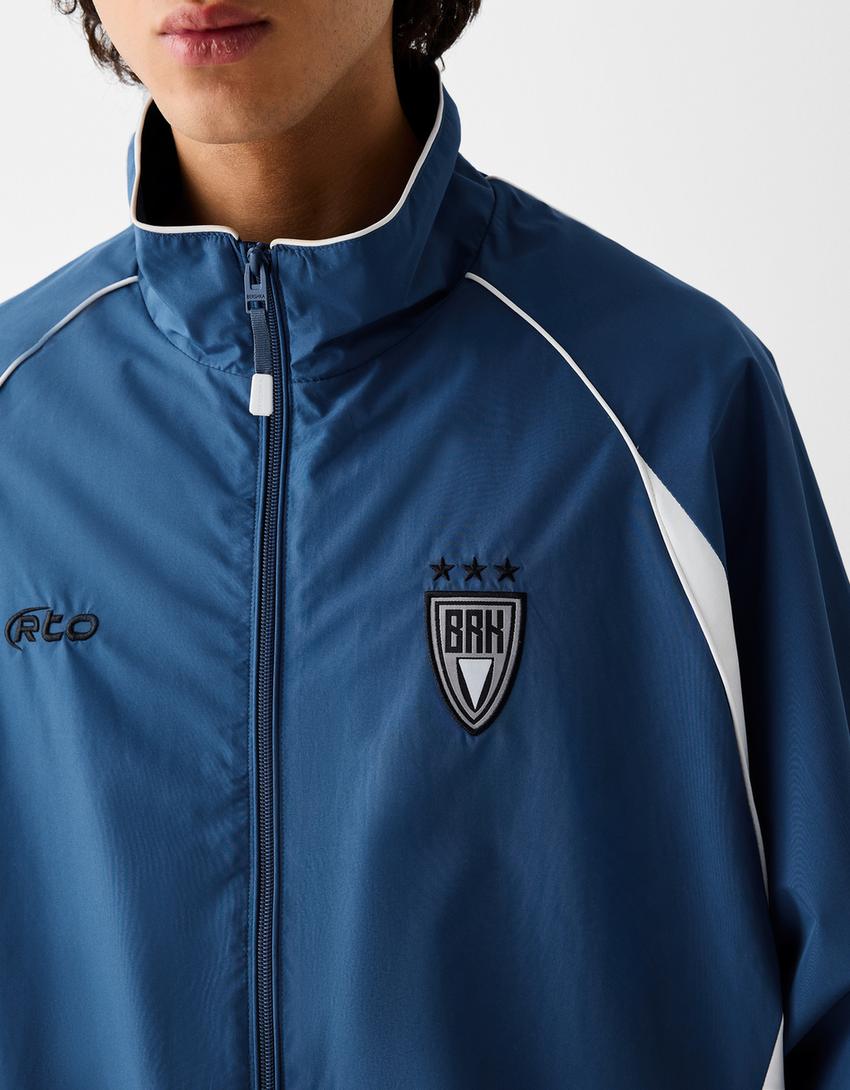 Blouson technique imprimé-Bleu-5