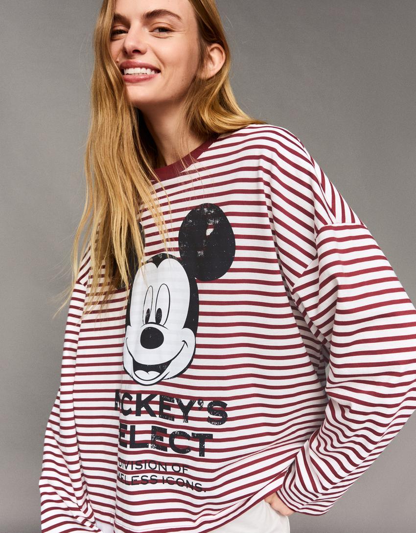 Samarreta Mickey Mouse màniga llarga estampat-Bordeus