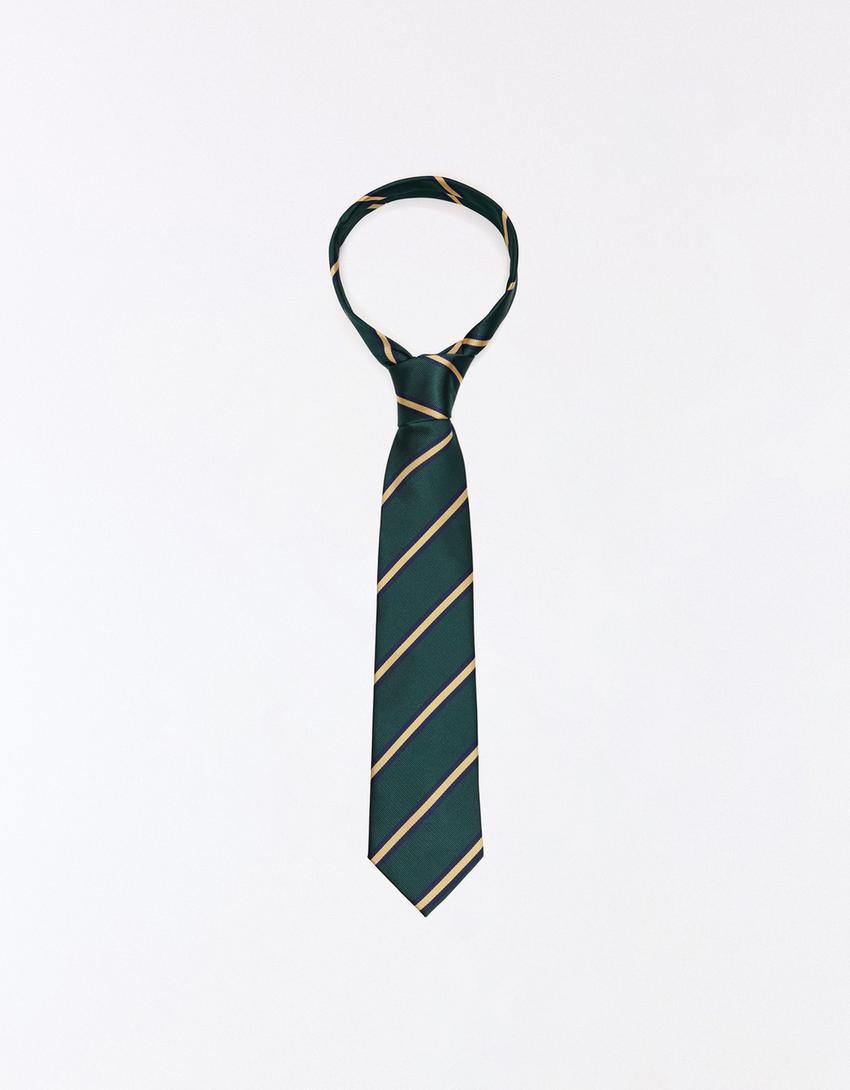 Striped tie-Green