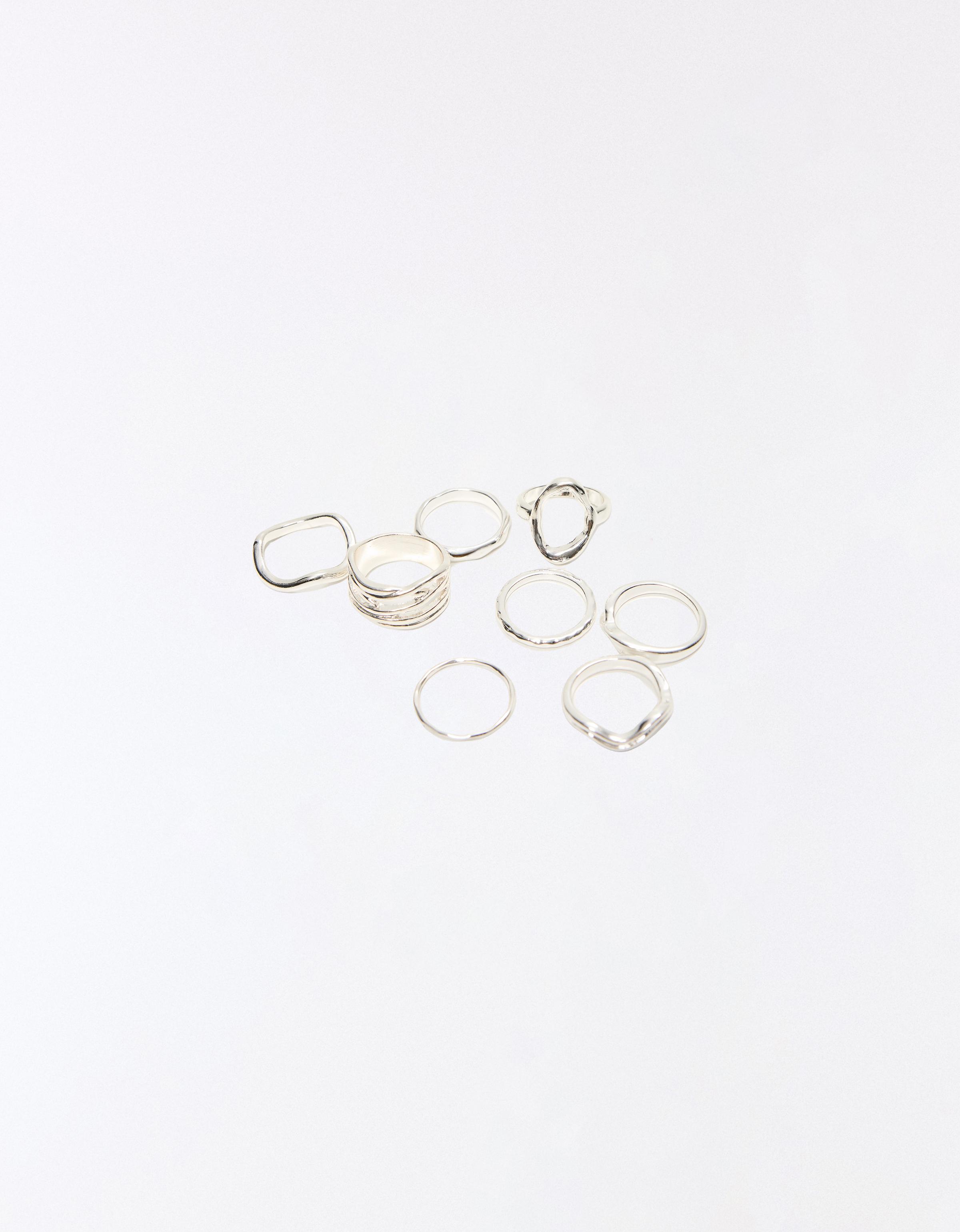 Pack of 8 assorted rings — Silver