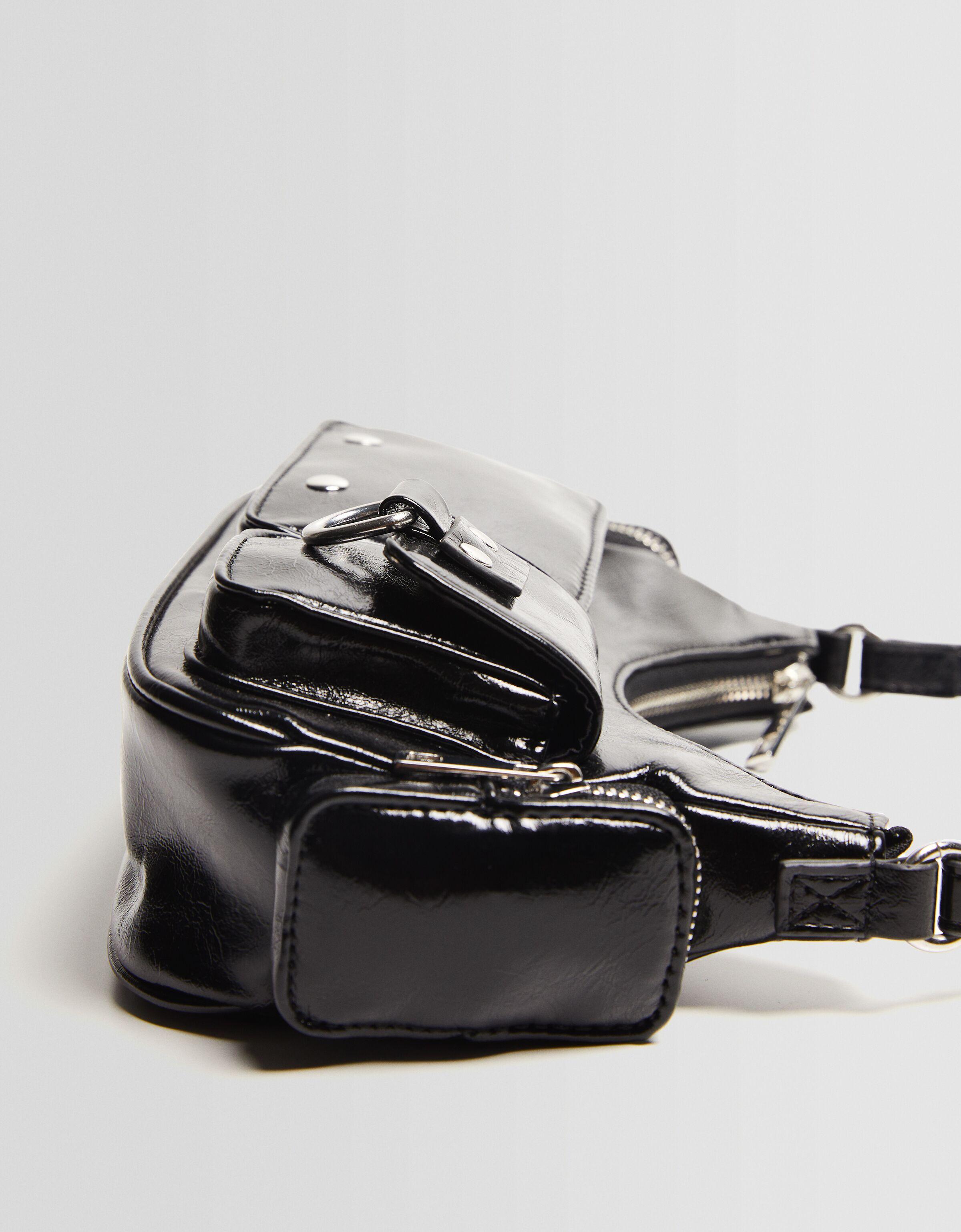 Multi-pocket shoulder bag — Black