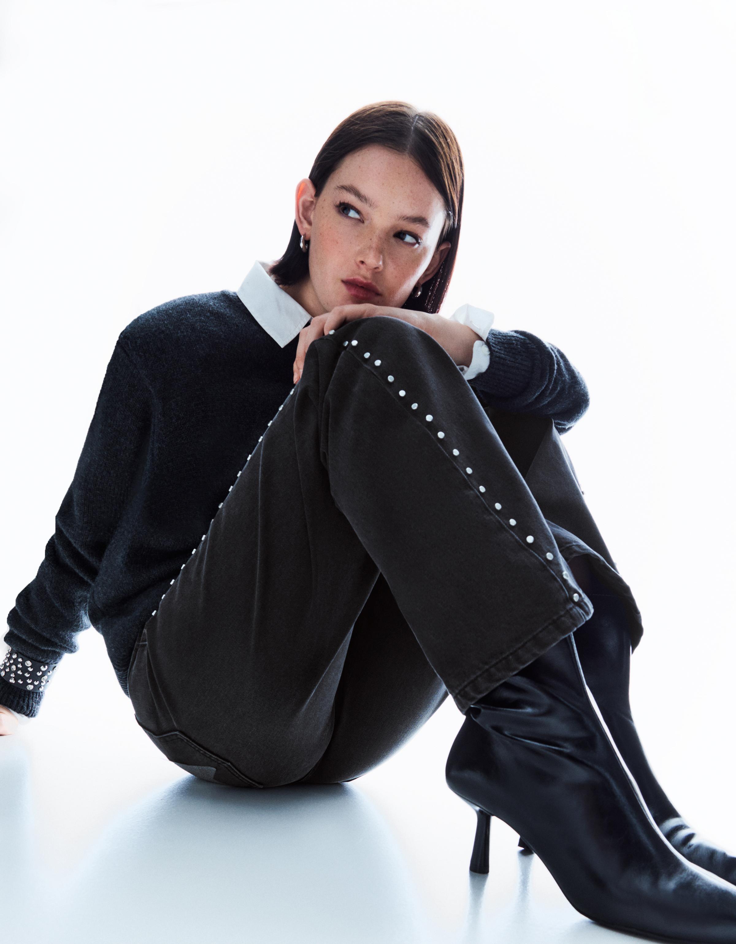 Yıldız cepli zımbalı düşük bel baggy fit jean - Görsel 24