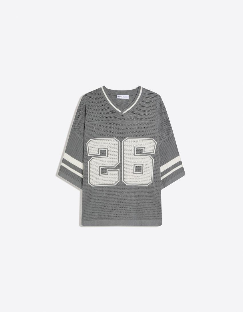 T-shirt manches courtes sport imprimé-Gris