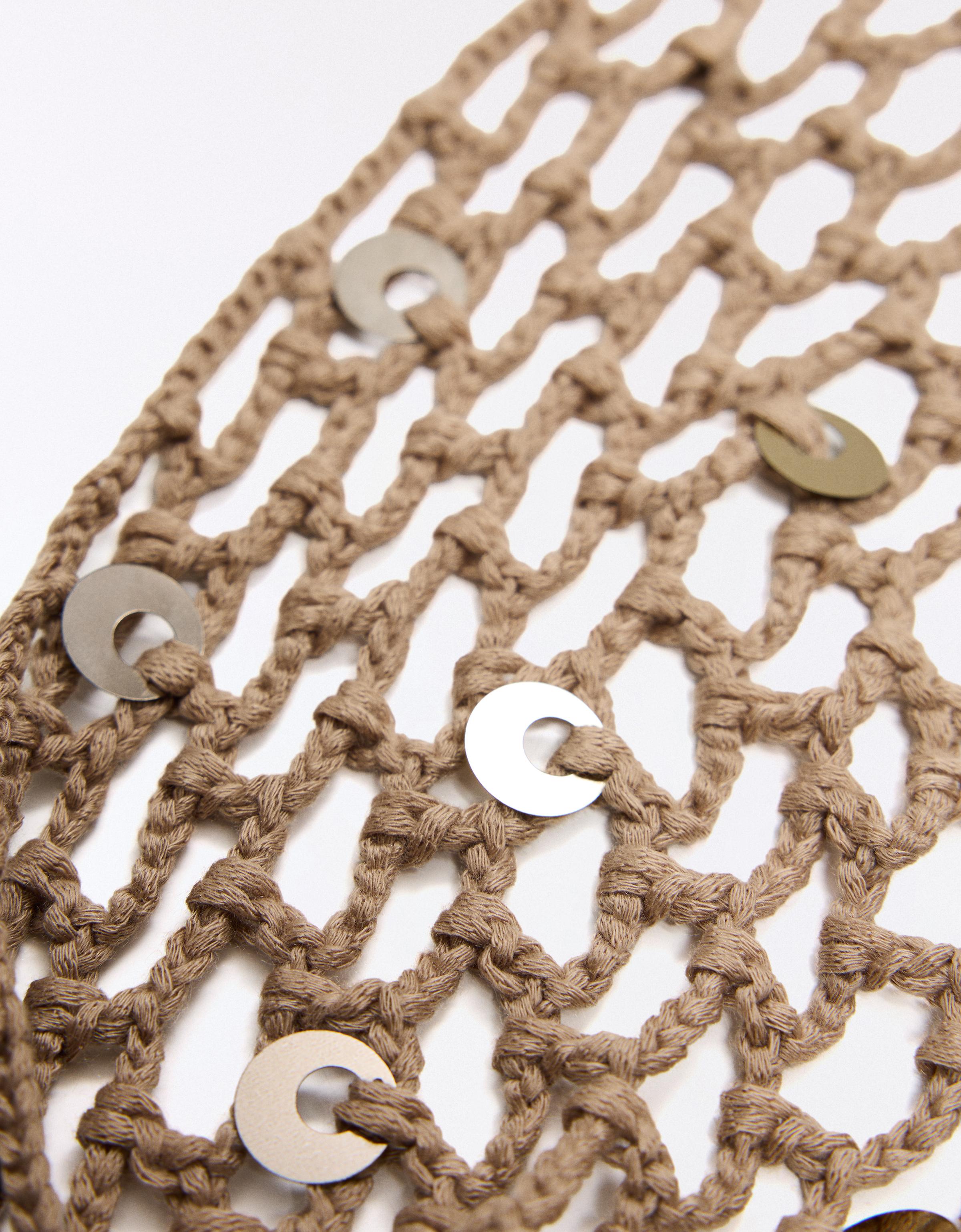 Sequin crochet overlay skirt — Sand