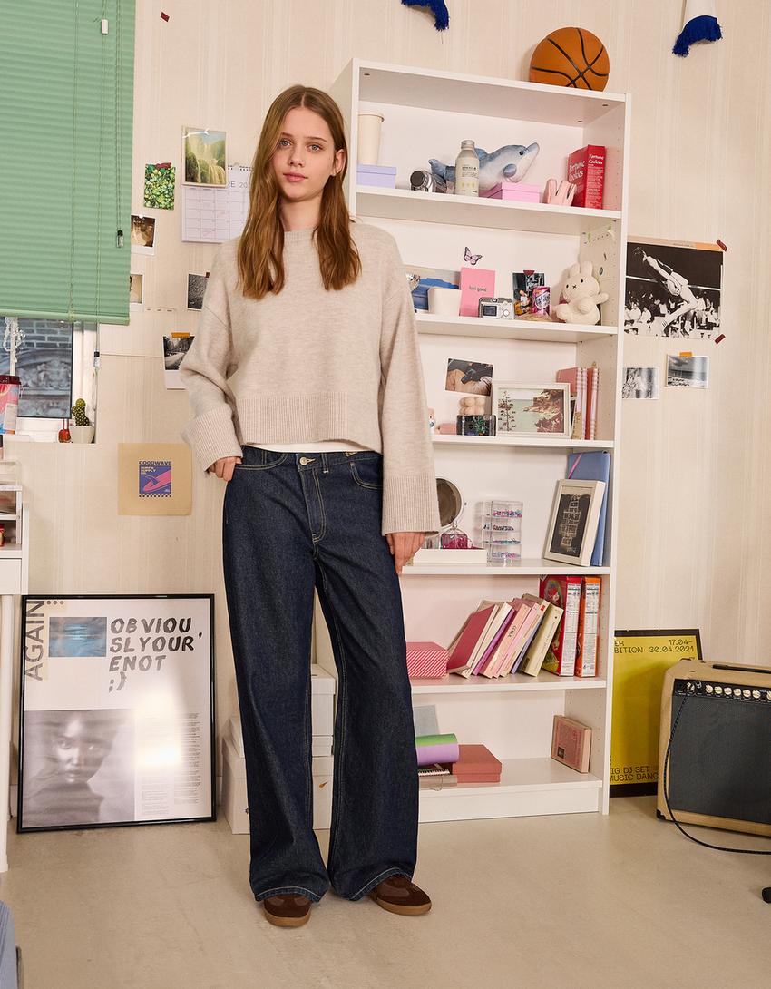 Pulover oversize bază rib-Nisip