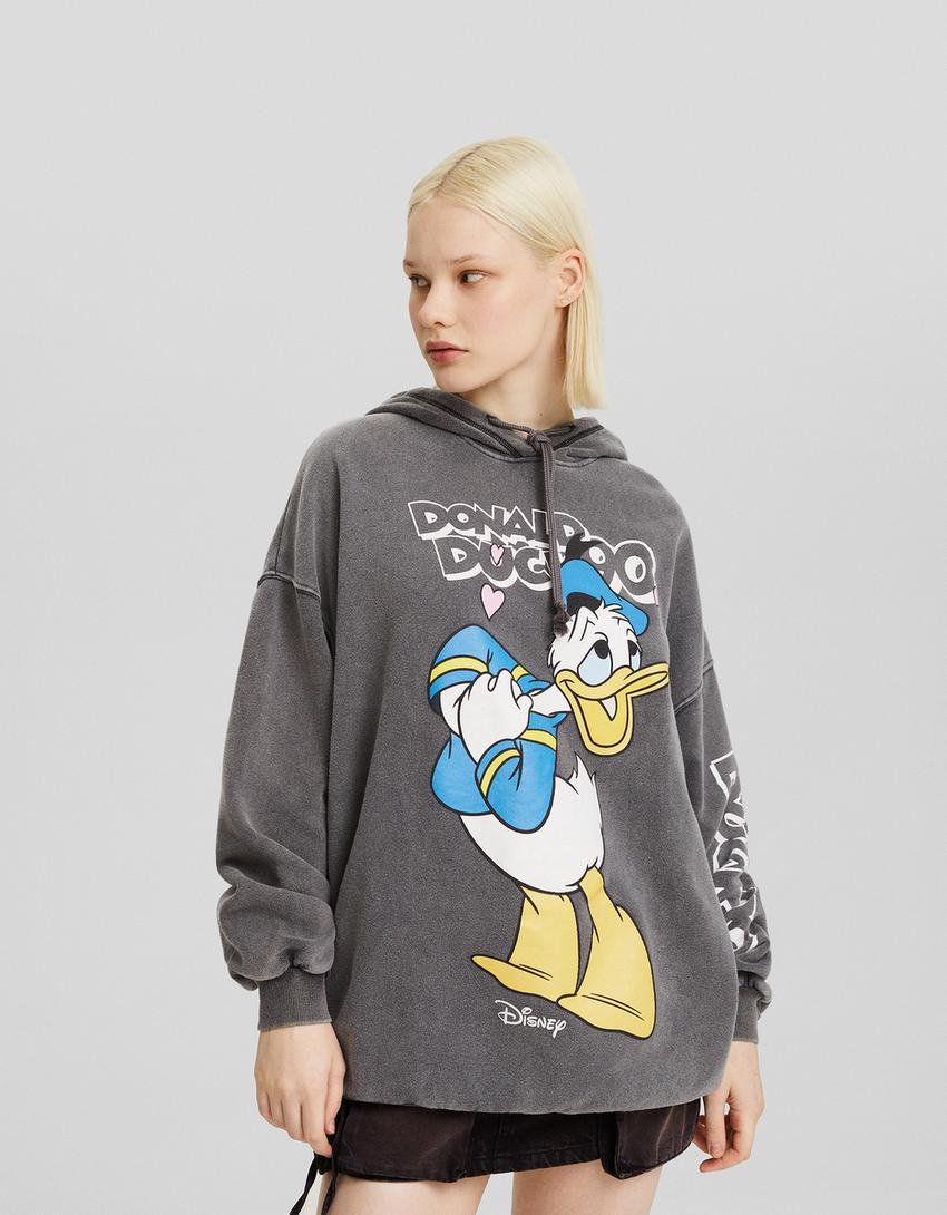 Sweat capuche imprimé Donald-Gris-0