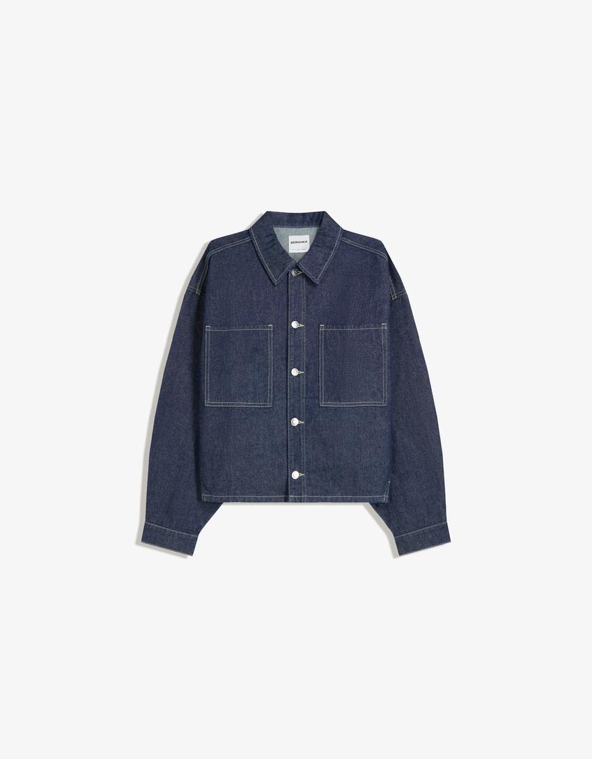 Denim shirt-Navy-4