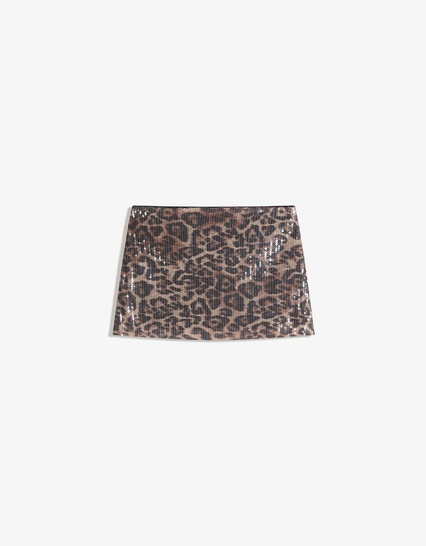 Sequinned mini skirt-Multicolored