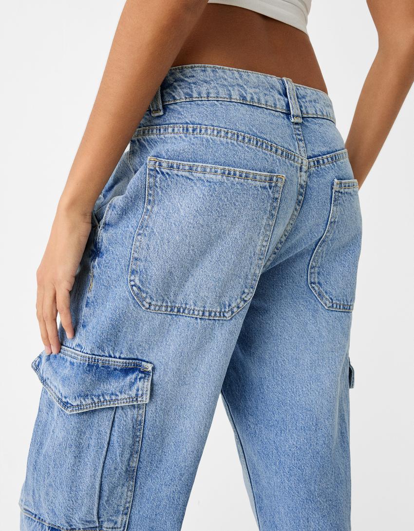 بنطال جينز كارغو بقصّة مستقيمة-أزرق فاتح-6