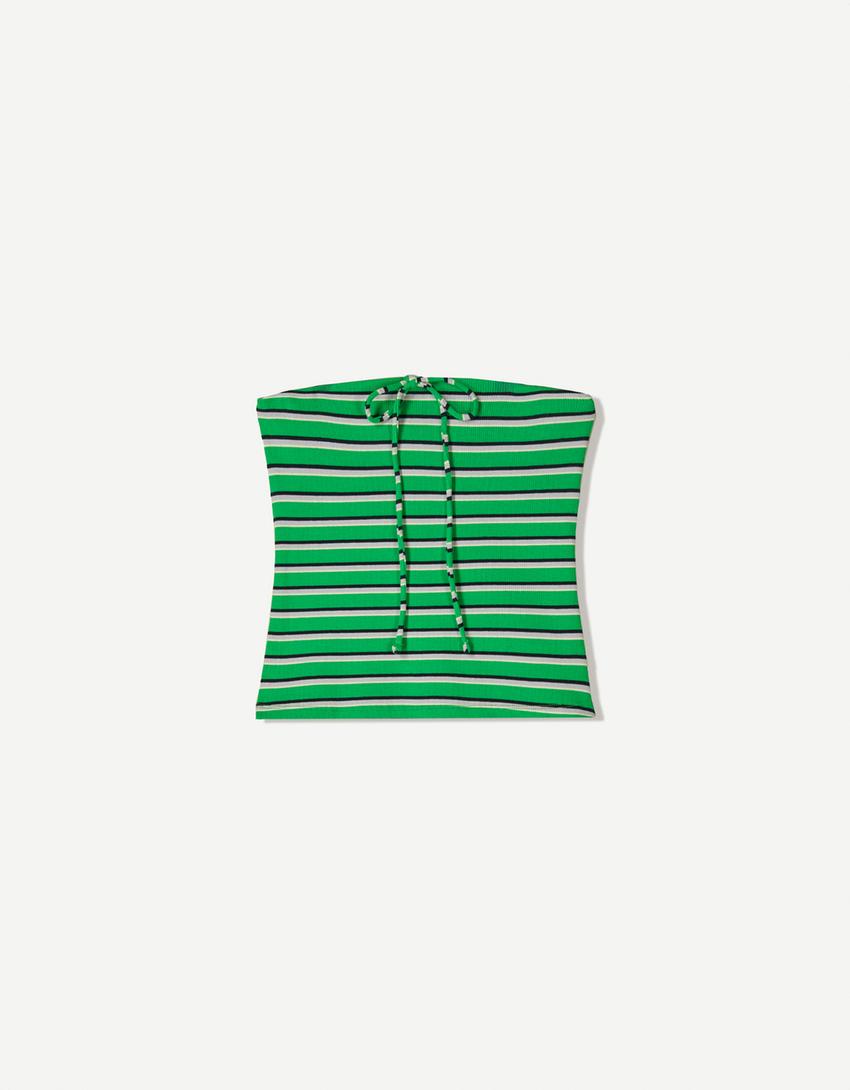 Rustic strappy bandeau top-Green-2