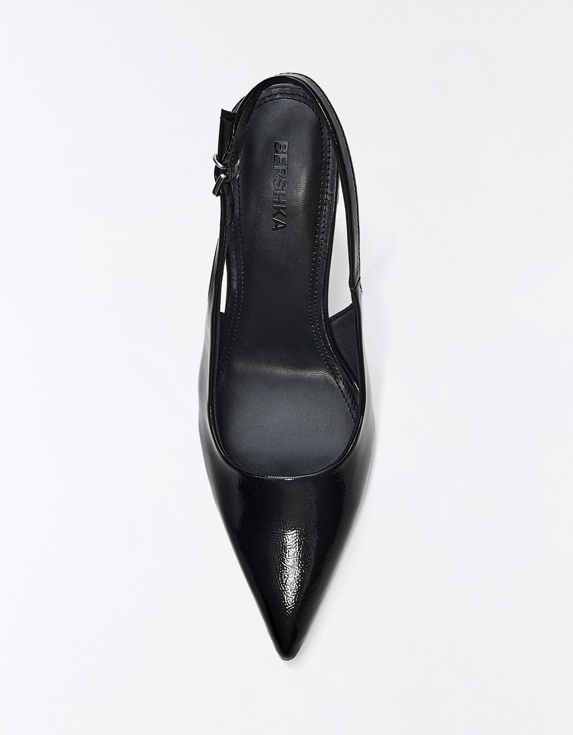 High-heel slingback shoes — BLACK