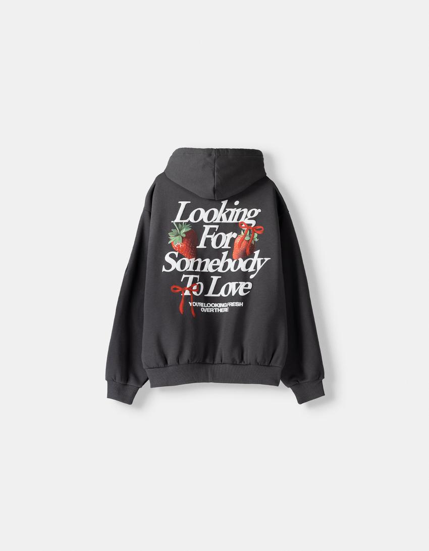 Printed hoodie-Grey