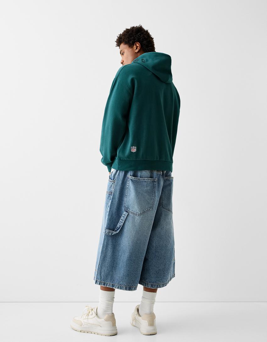 Суитшърт с качулка, апликация и щампа NFL-Зелено-1