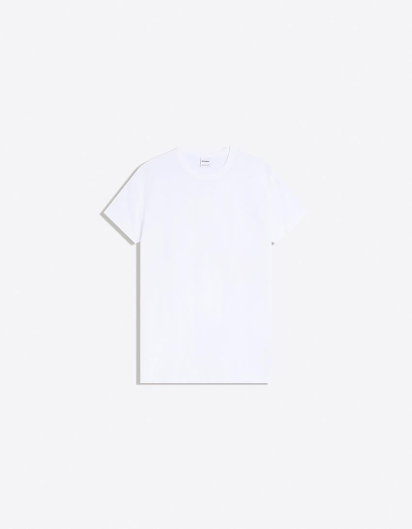 T-shirt manches courtes retroussées-Blanc