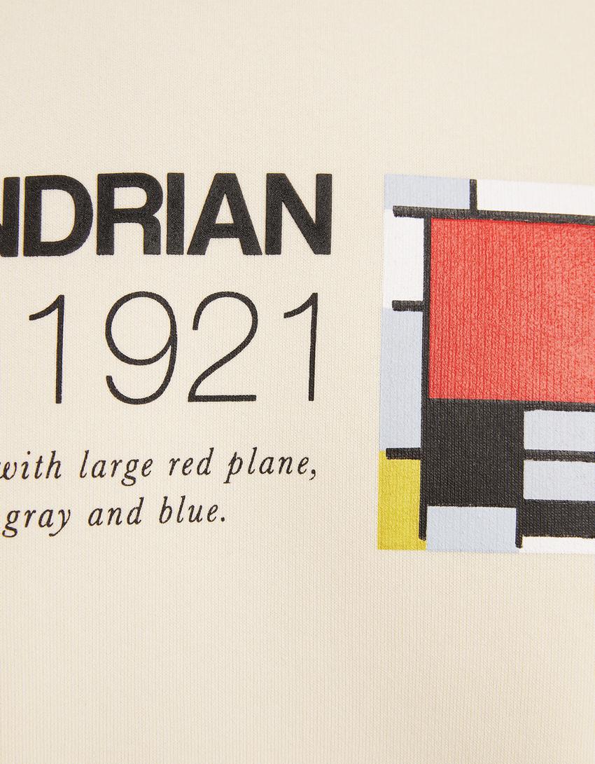 Piet Mondrian print sweatshirt-Cream