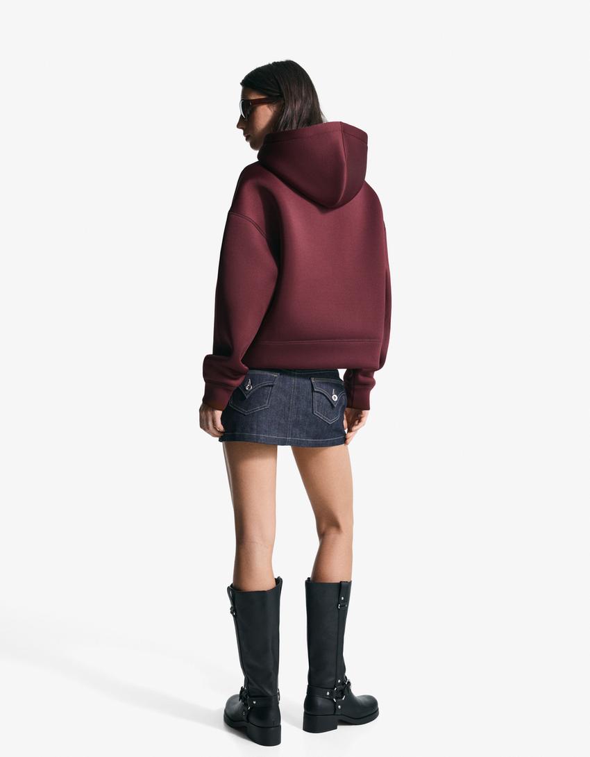 Sudadera cremallera oversize efecto neopreno-Burdeos-1