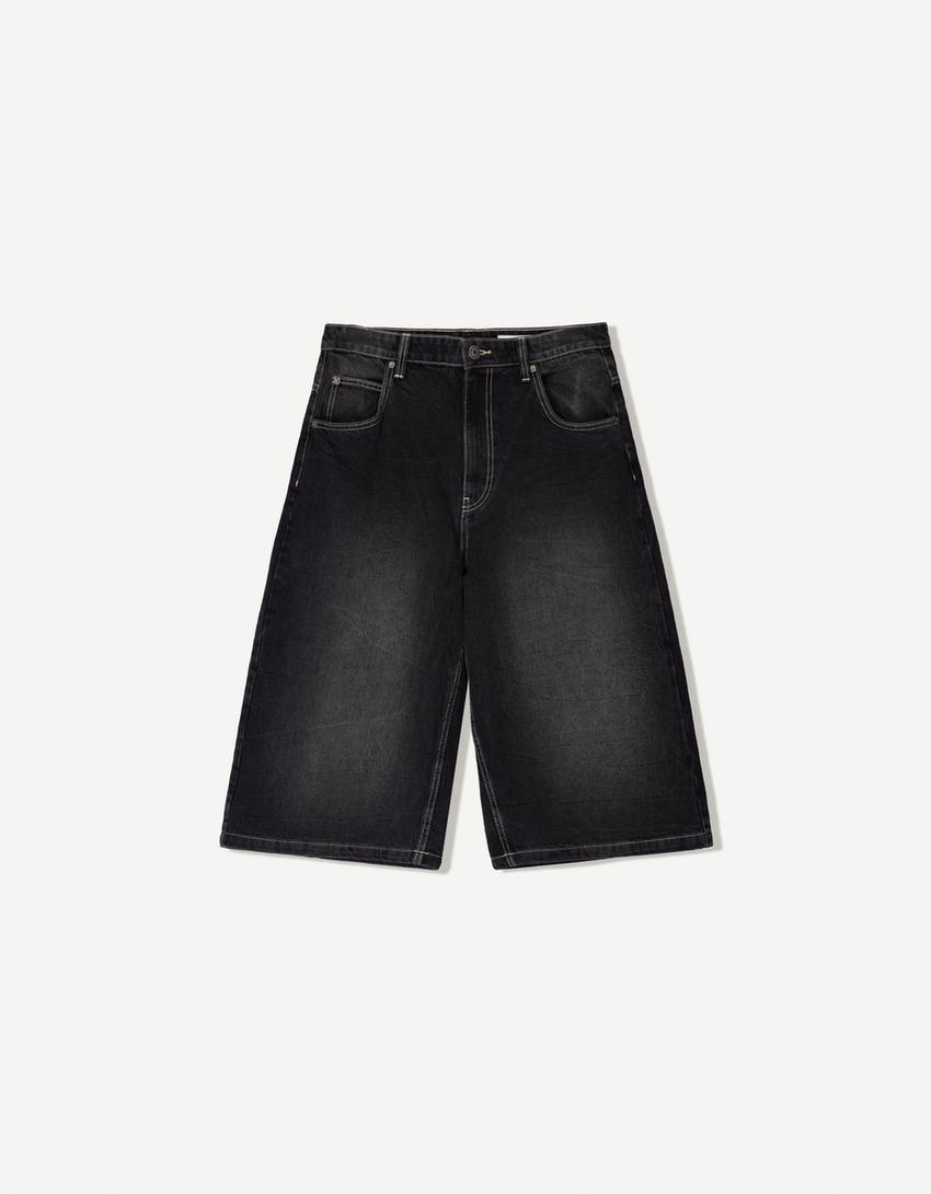 Super baggy denim Bermuda jorts