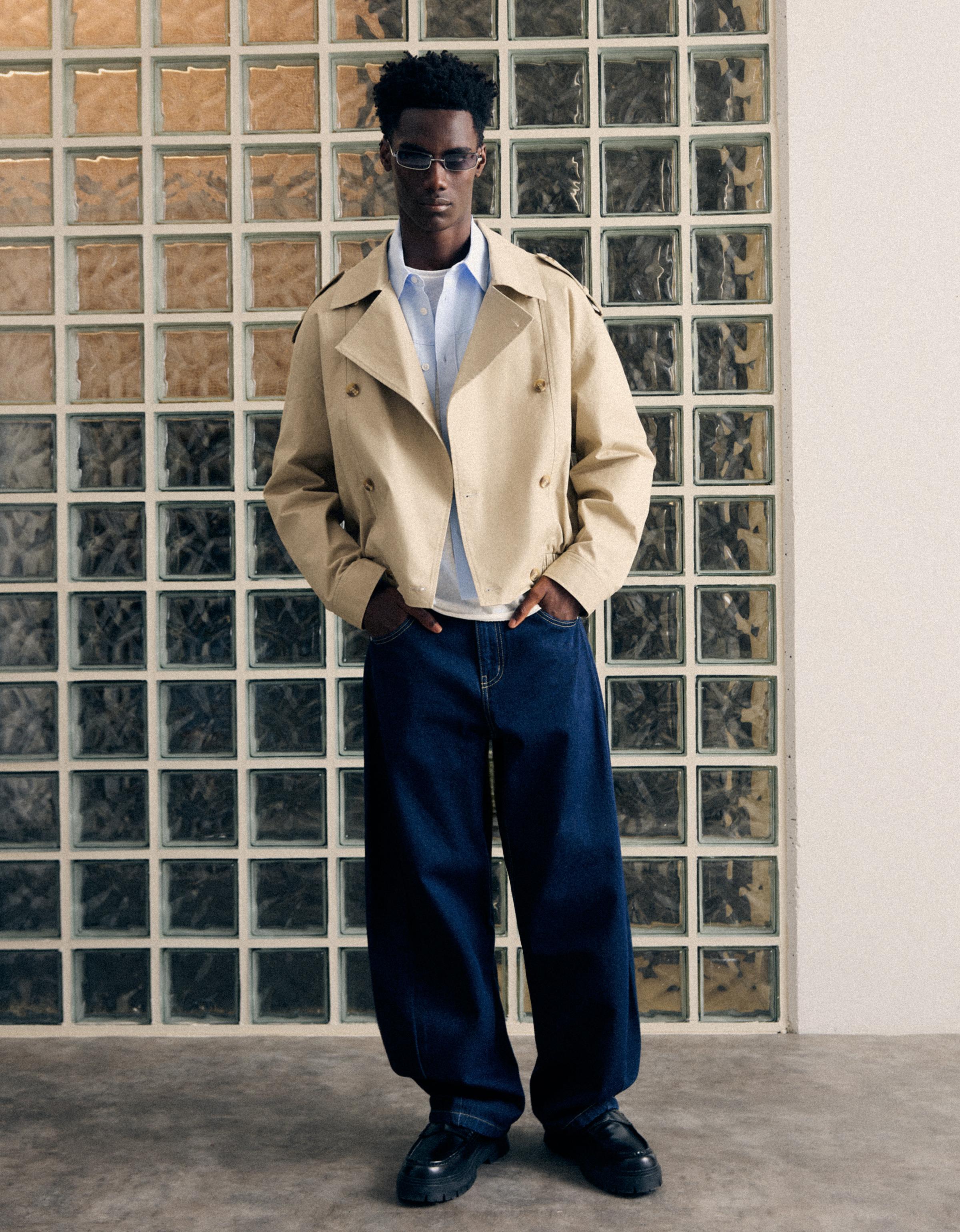 Cropped trench jacket — Camel