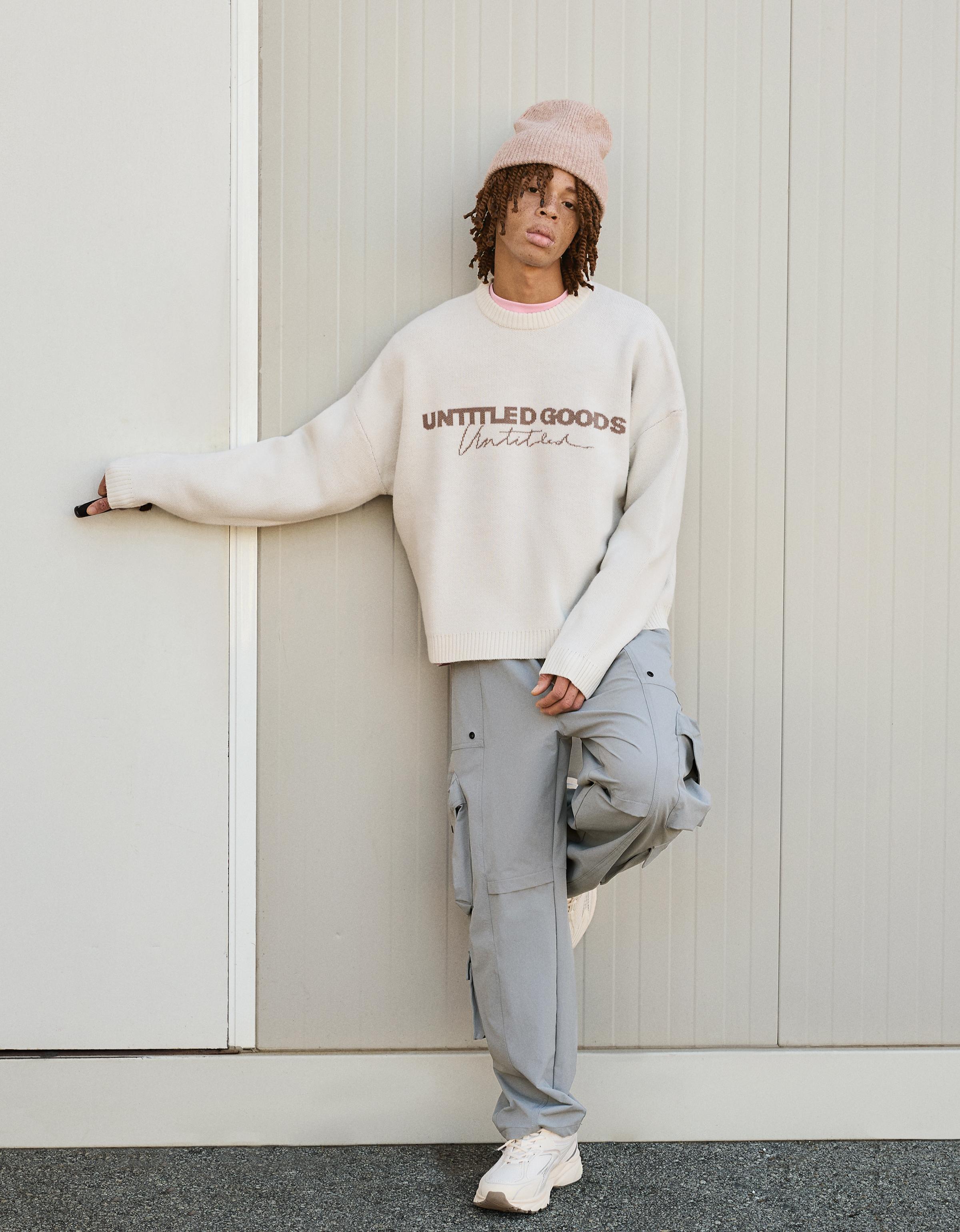Bershka Baggy-Cargohose Aus Funktionsstoff Herren Xs Dunkelgrau