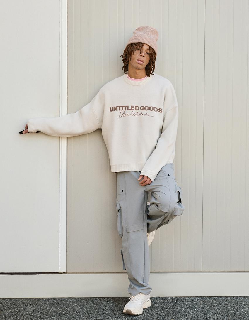 Baggy-Cargohose aus Funktionsstoff-Dunkelgrau