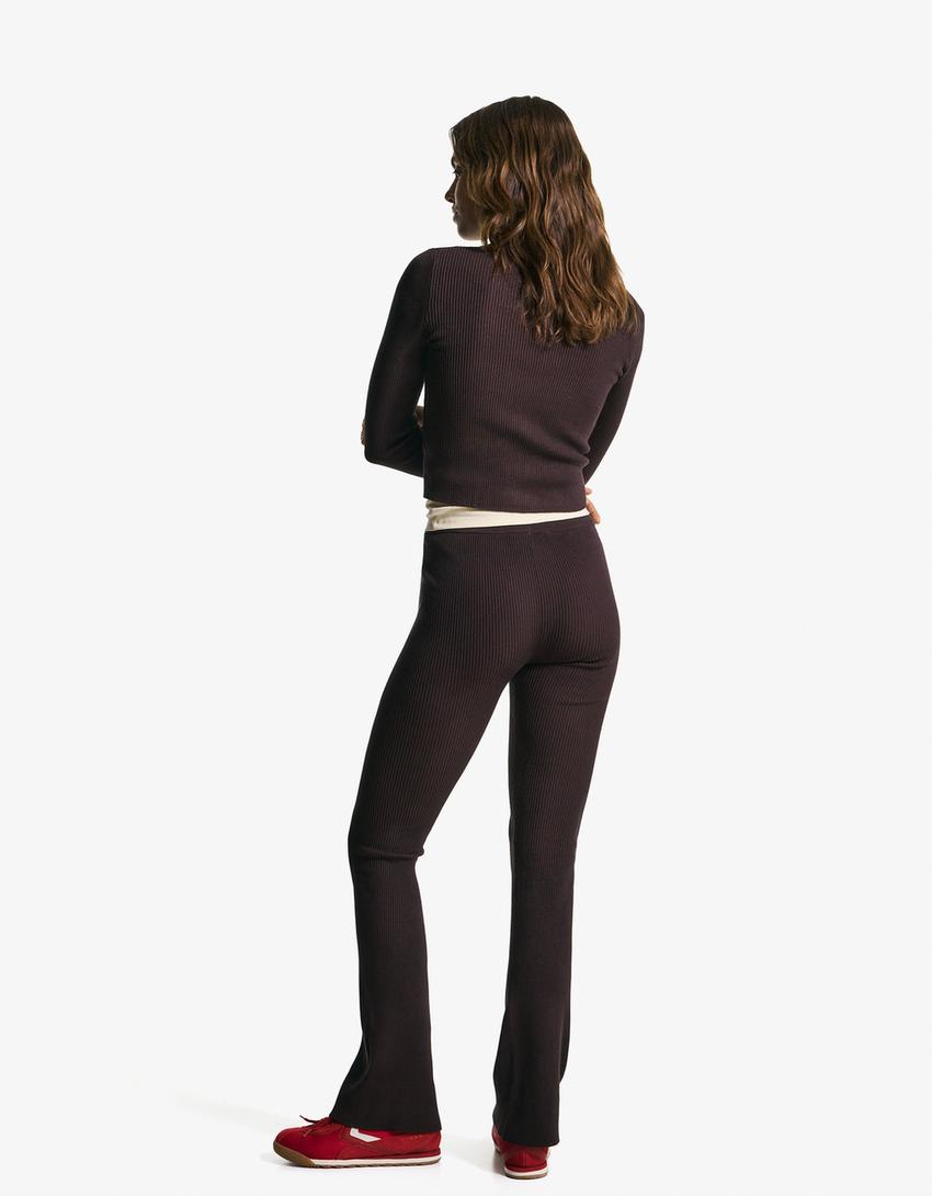 Chaqueta cremallera rib-Marrón-1