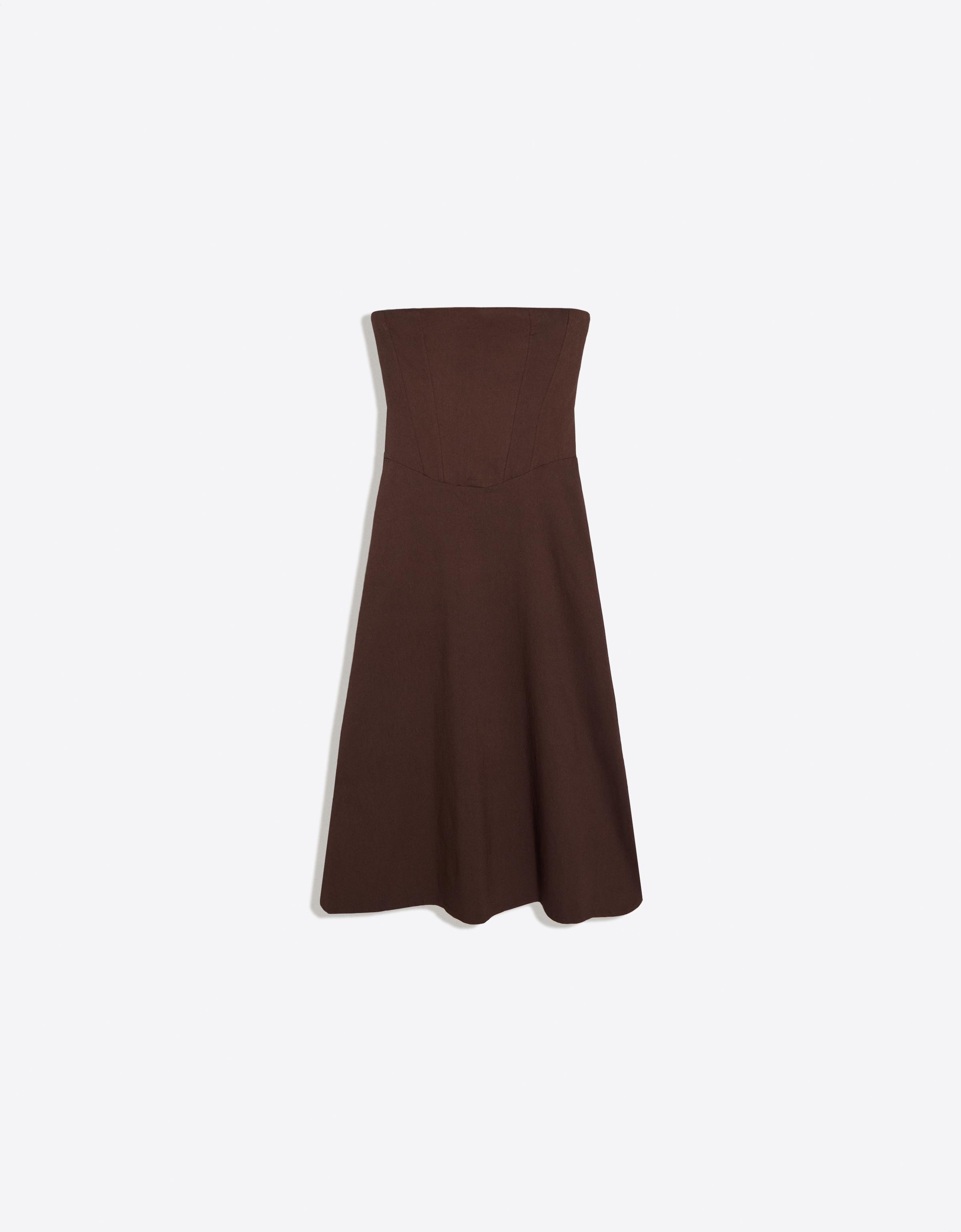 Bandeau midi dress — Brown