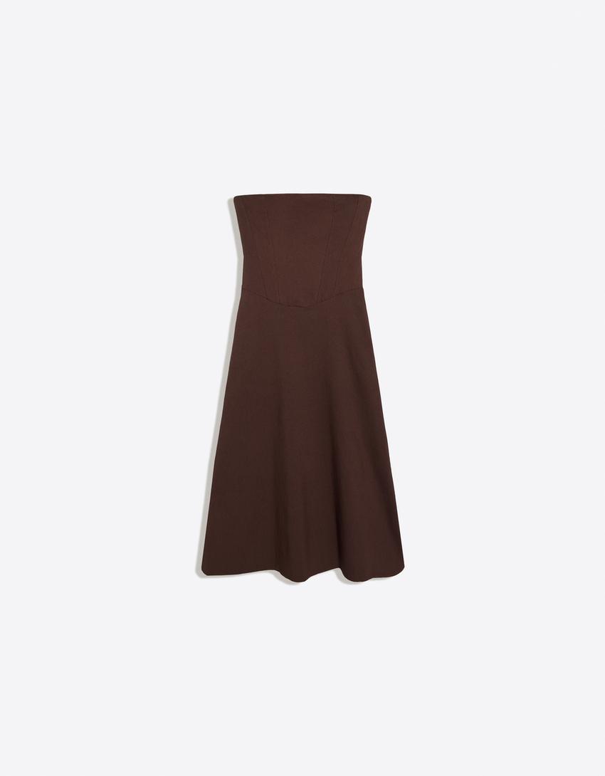 Bandeau midi dress-Brown