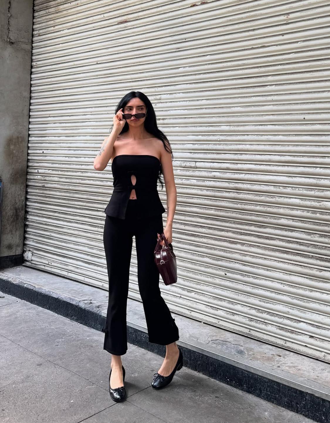 Kick flare trousers with bows