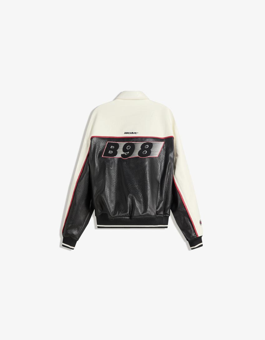 Jack met leereffect en print-Zwart-6