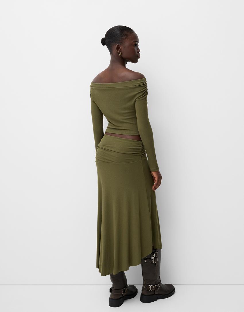 Ensemble pull et jupe tricot-Kaki-2