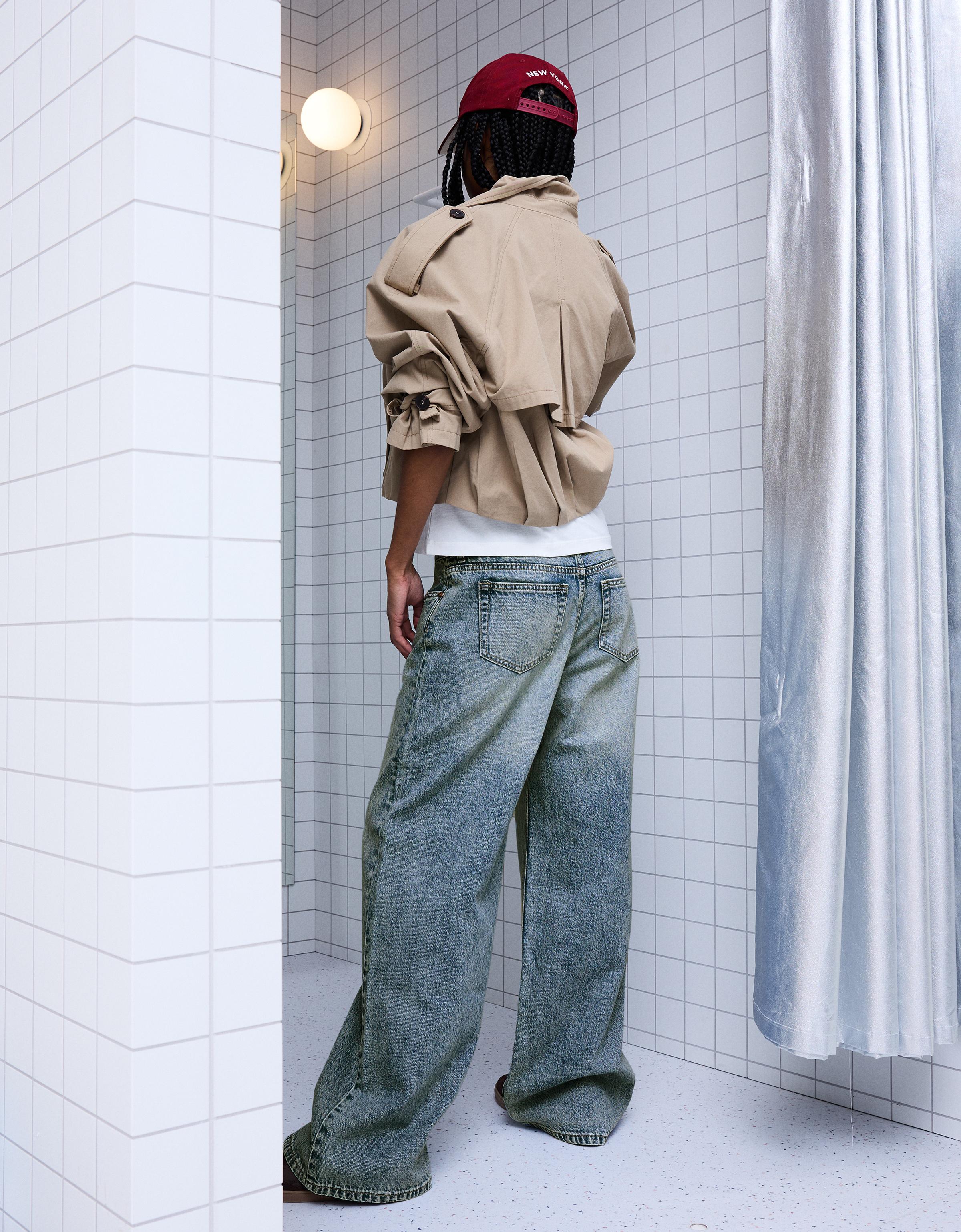 Geniş paça düşük bel jean - Görsel 137