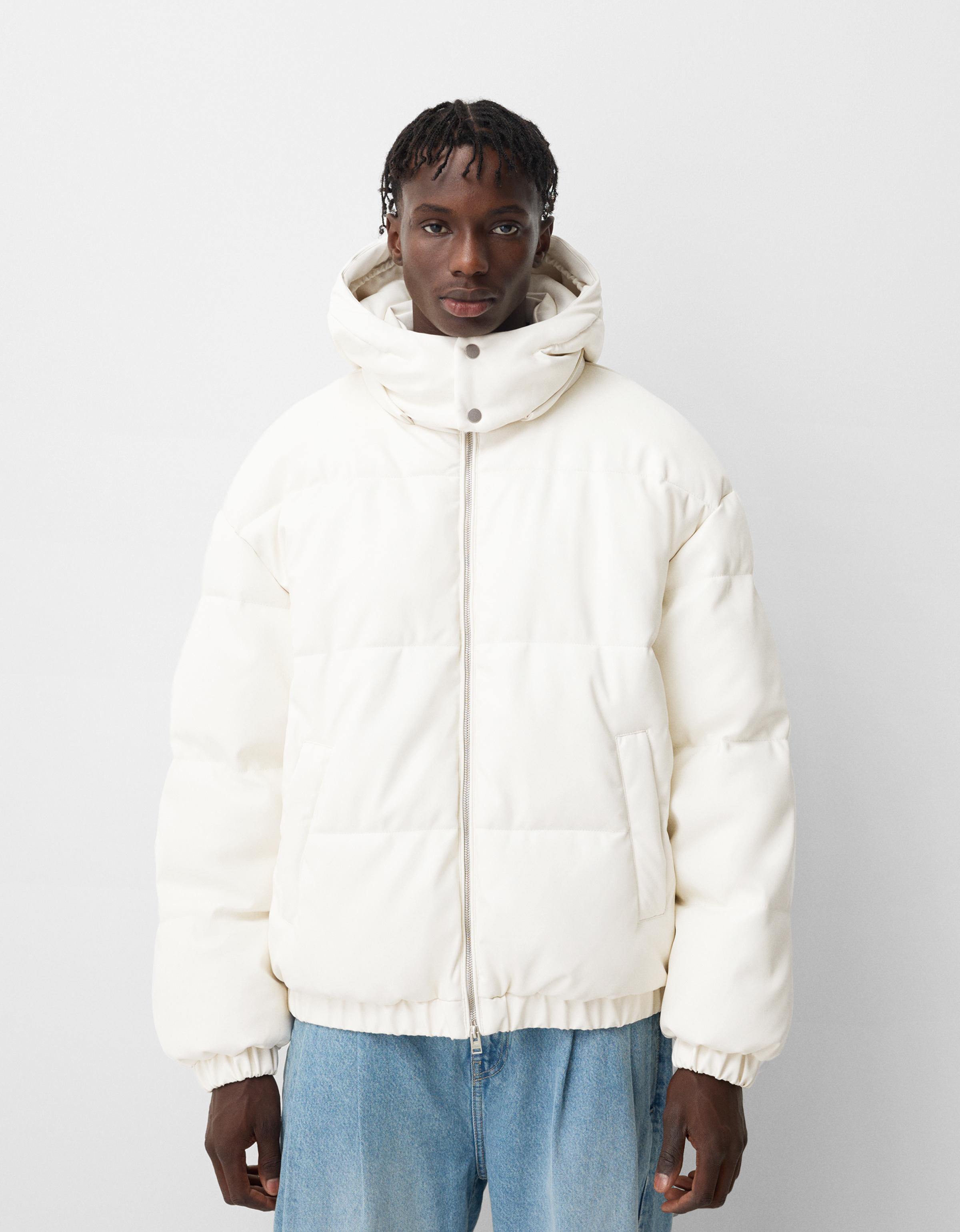 Bershka Pufferjacke Aus Kunstleder Herren S Weiss