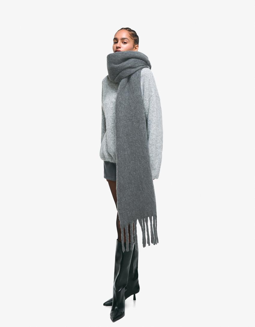 Solid-coloured scarf-Grey