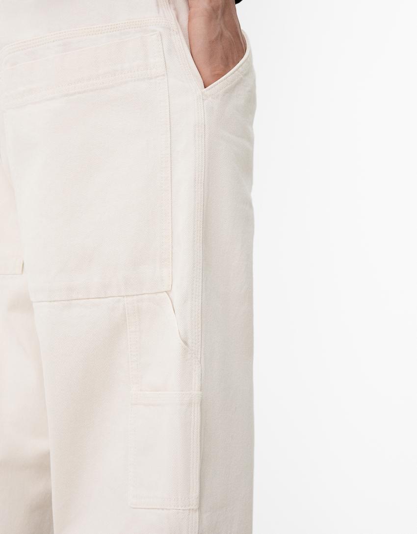 سروال نجار قطني-كريمي-3