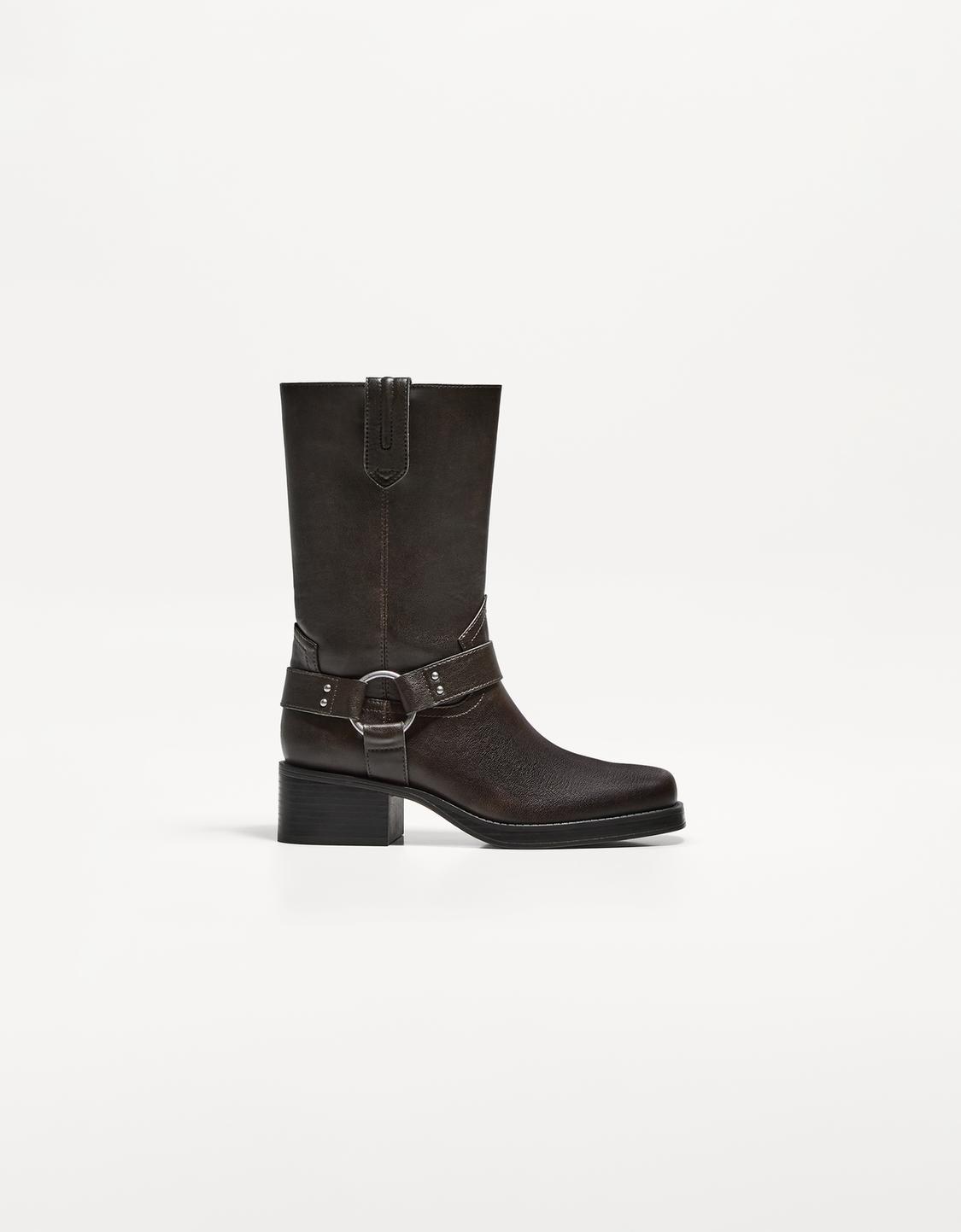 Bottes plates style motard tige moyenne