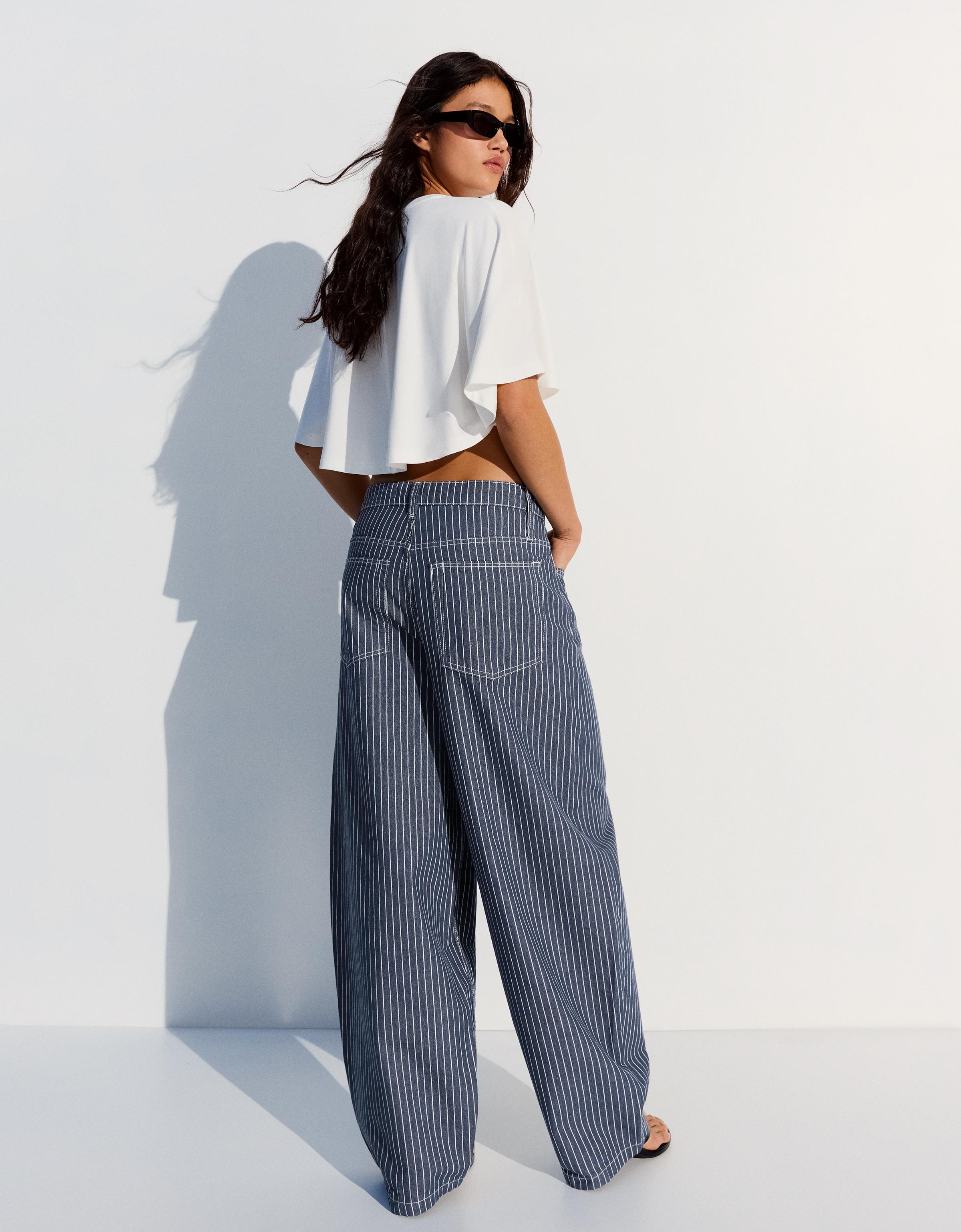 Stripe balloon trousers
