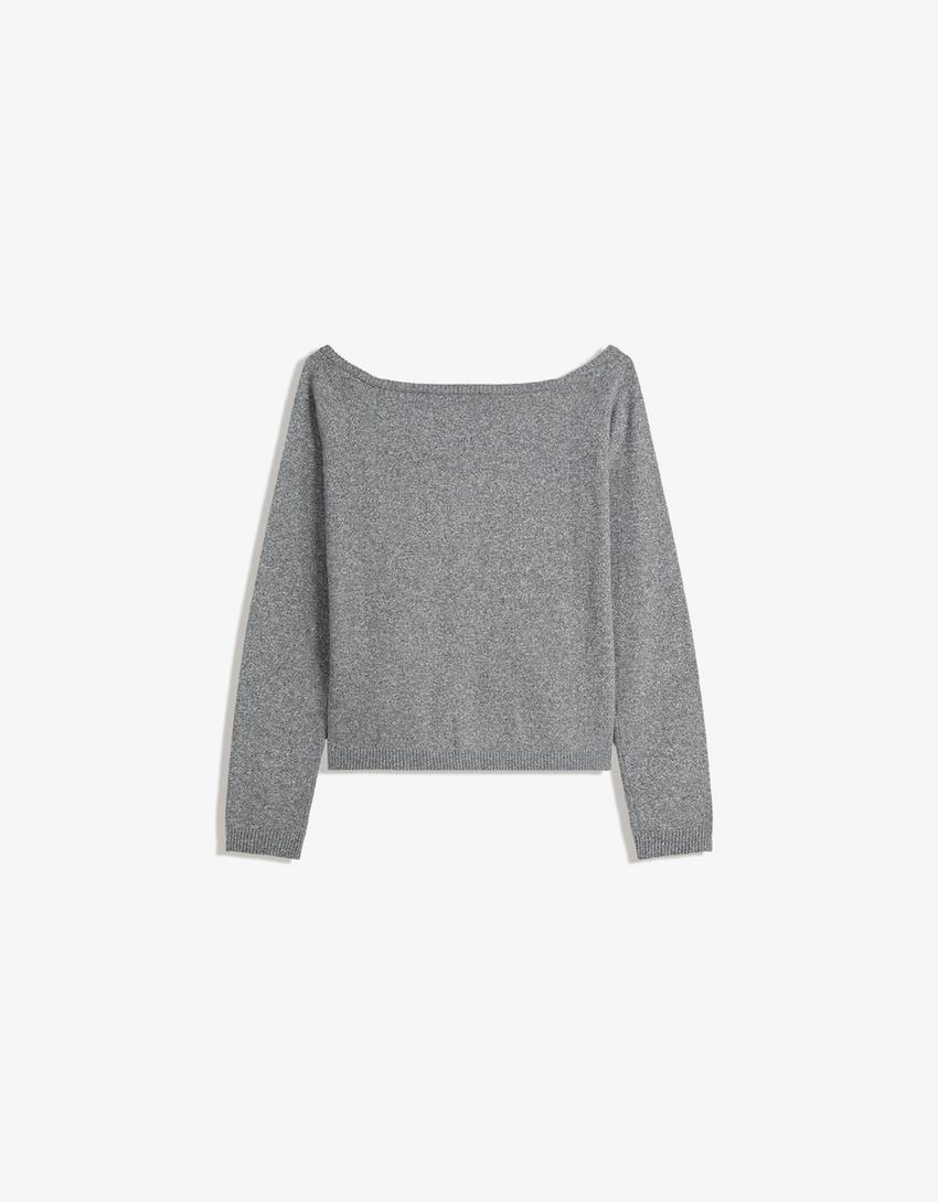 Chaqueta bardot botón-Gris-1