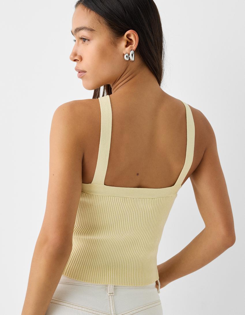 Viscose halterneck top-Green-5