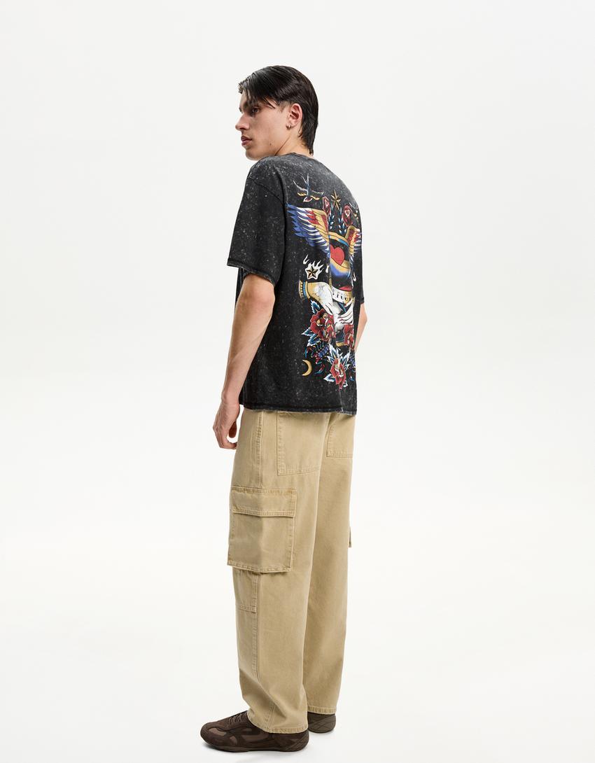 Baggy cargo jeans-Camel-1