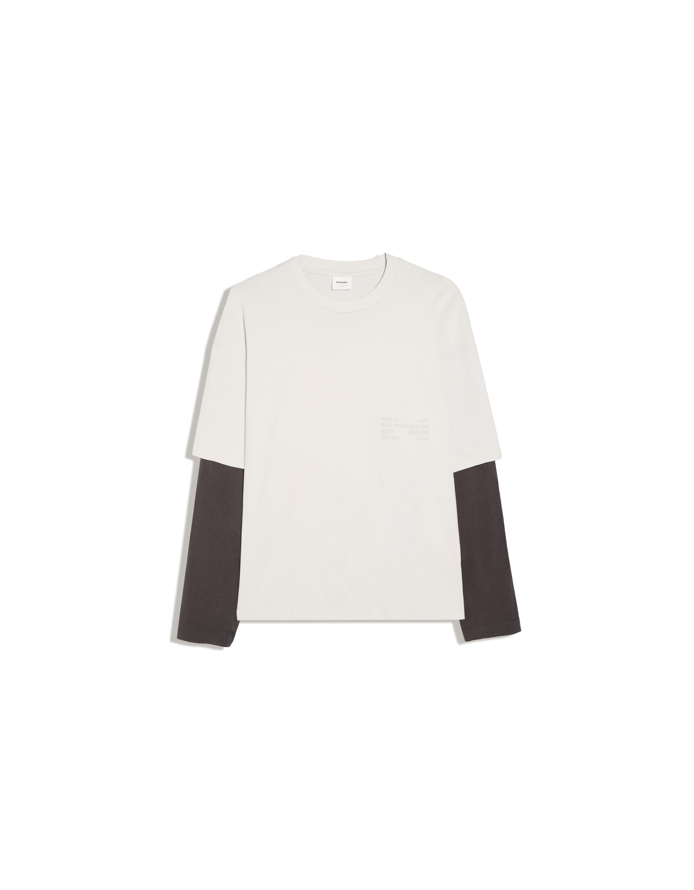 Contrast double-sleeve T-shirt — Grey