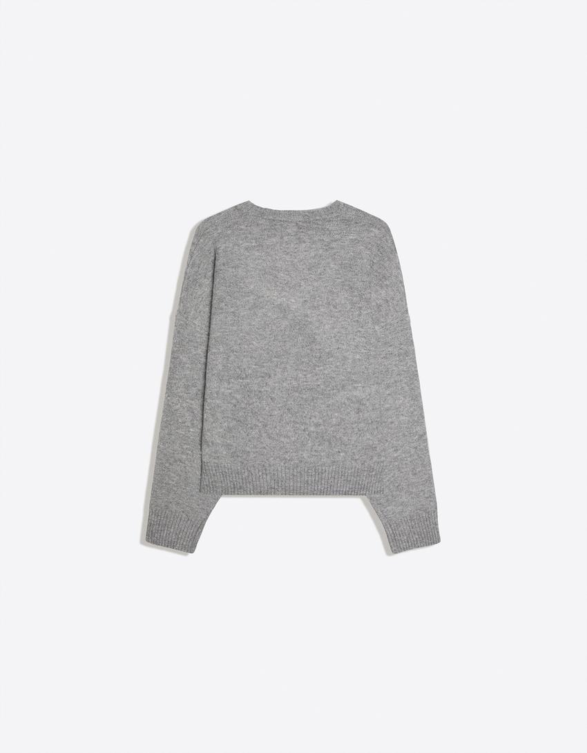 Maglia girocollo boxy fit-Grigio