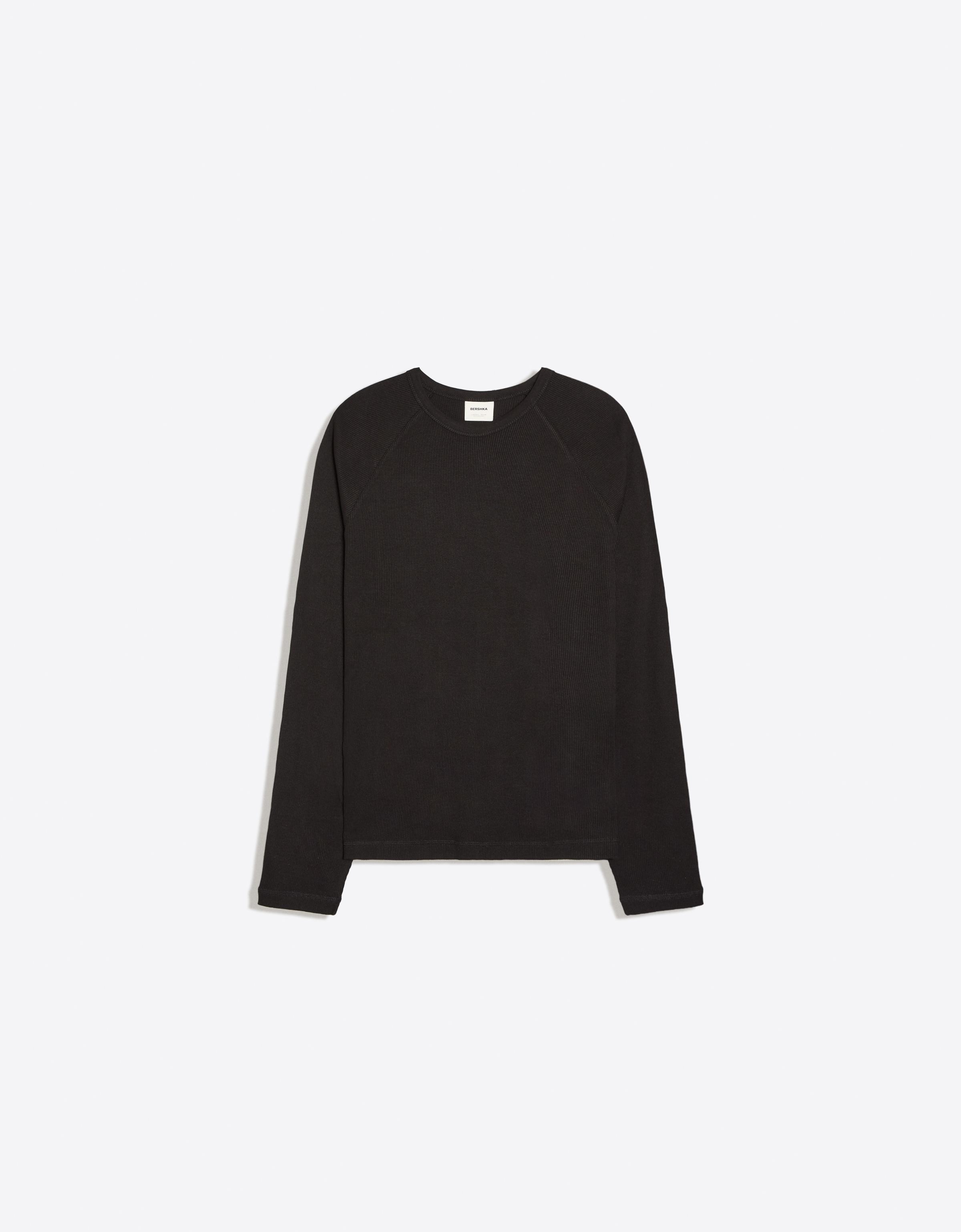 Slim-fit long-sleeved T-shirt — Black